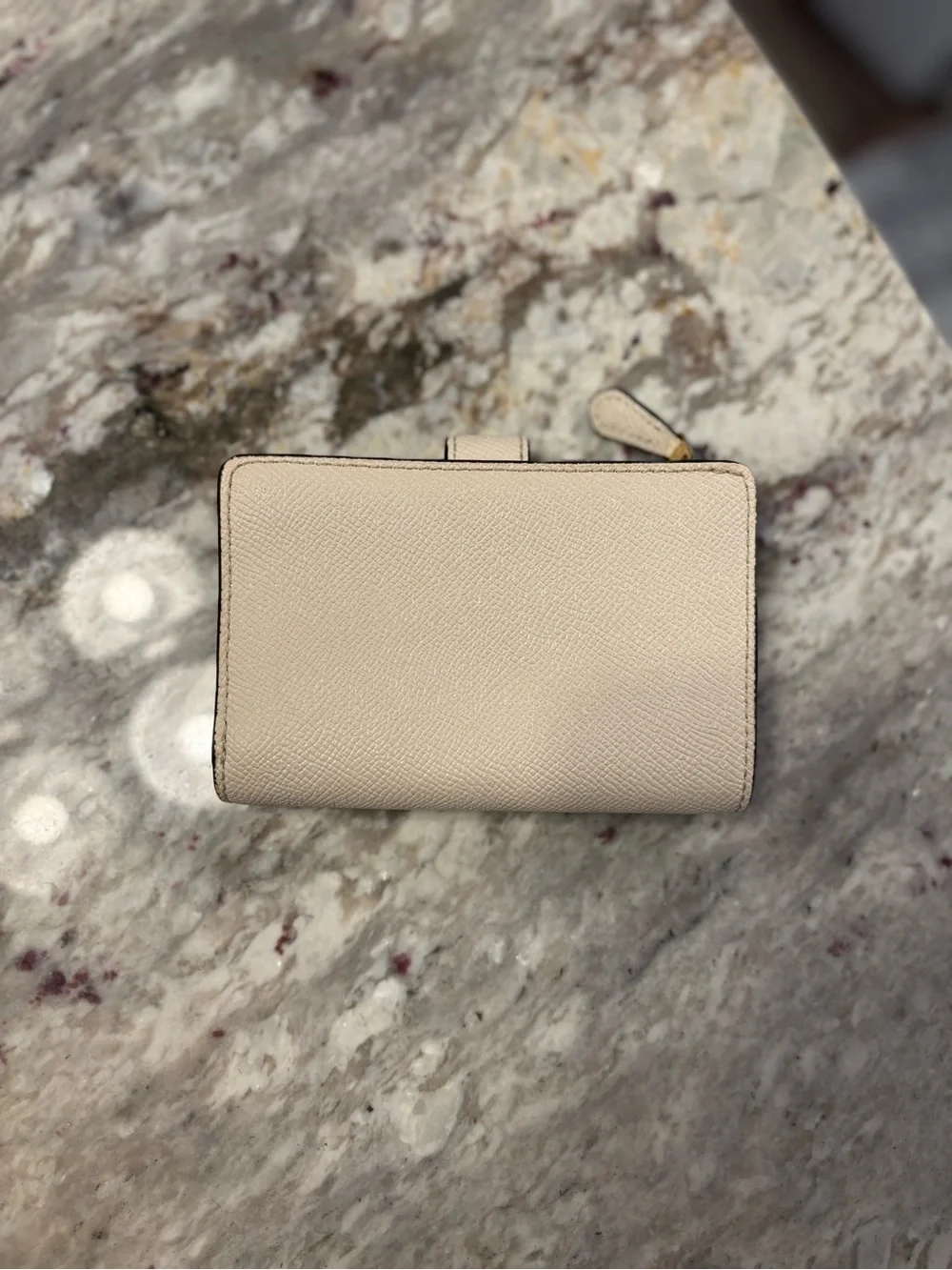 Coach Small Pebbled Leather Wallet in Light Beige